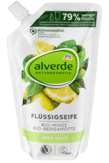 alverde Flüssigseife Bio-minze & Bio-bergamotte