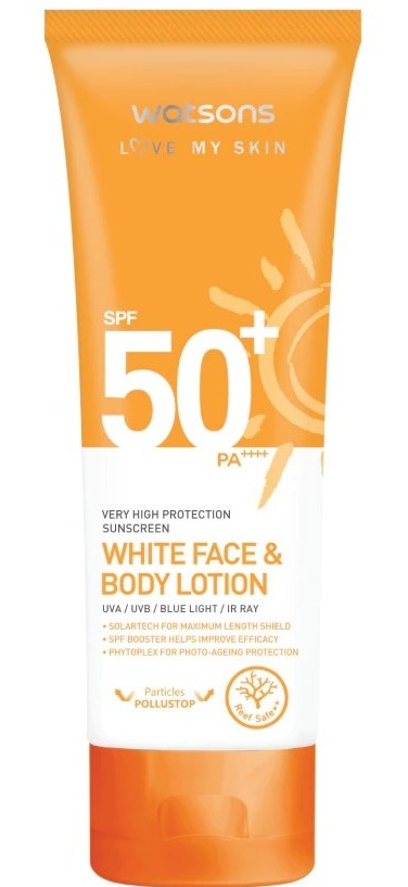 Watsons Love My Skin Very High Protection Sunscreen White Face Body Lotion SPF50+ Pa++++