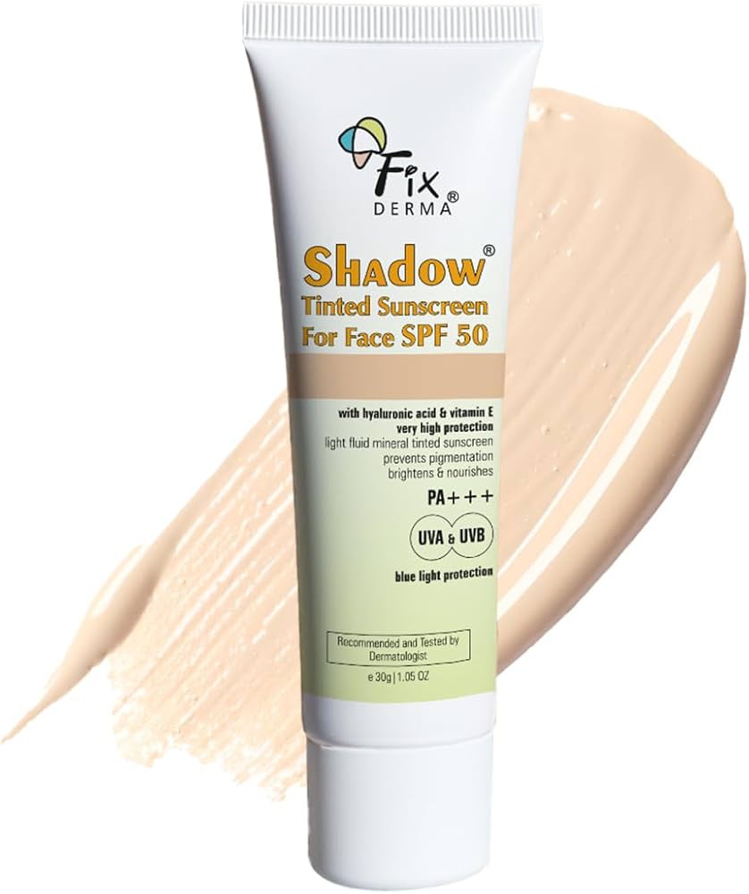 Fixderma Shadow SPF 50+ Tinted Sunscreen | 1% Hyaluronic Acid Sunscreen