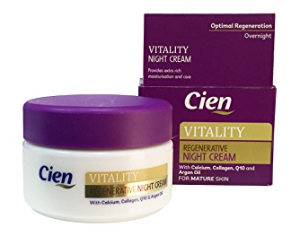 Cien Vitality Regenerative Night Cream With Calcium, Collagen, Q10, Argan Oil