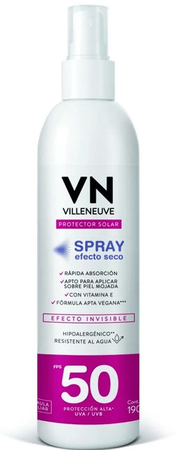 Villeneuve Protector Solar FPS50 Spray Efecto Seco Invisible