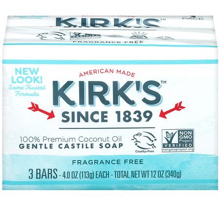 Kirk's Natural Original Coco Castile Soap Fragrance Free