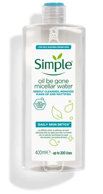 Simple Daily Skin Detox Oil Be Gone Micellar Cleansing Water