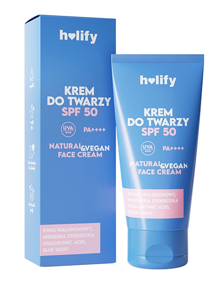 Holify SPF 50 Pa++++ Kwas Hialuronowy + Niebieska Stokrotka