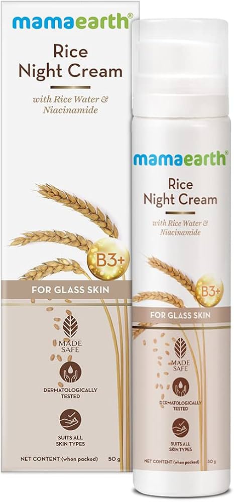 mammaearth Rice Night Cream With Rice Water & Niacinamide For Glass Skin