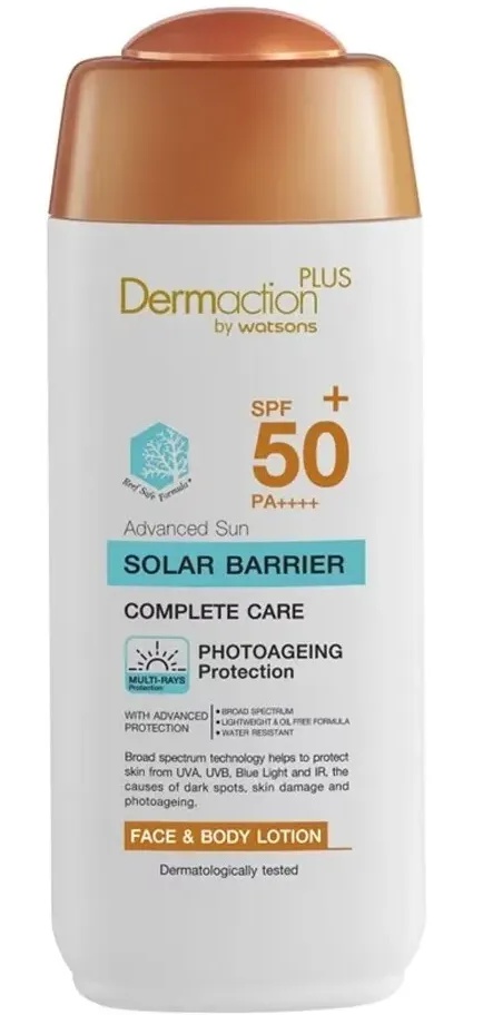 Dermaction Plus by Watsons Advanced Sun Solar Barrier Face & Body Lotion SPF50+ Pa++++ (Photo Aging Protection)