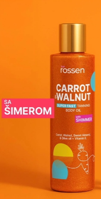 Rossen Carrot & Walnut Tanning Body Oil (with Shimmer)