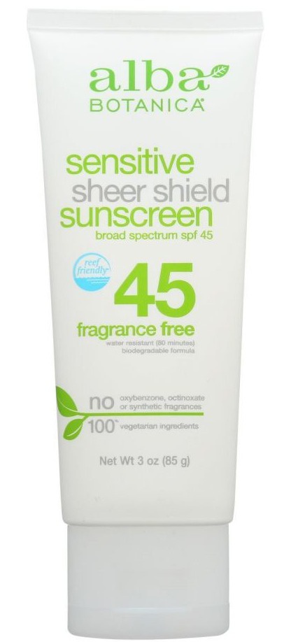 Alba Botanica Sensitive Sheer Shield Sunscreen Broad Spectrum SPF 45