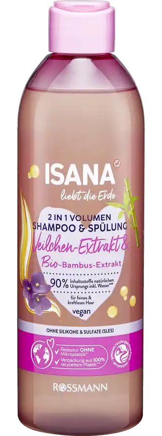 Isana 2in1 Volumen Shampoo & Spülung Veilchen-Extrakt & Bio-Bambus-Extrakt