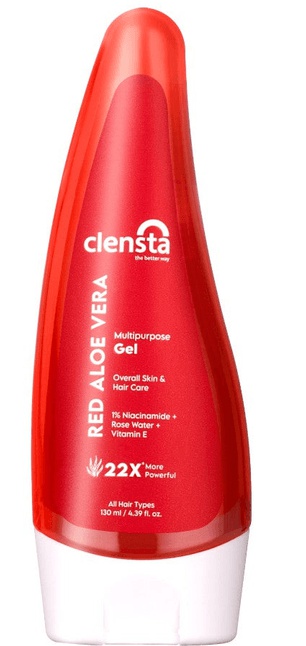 Clensta Red Aloe Vera Multipurpose Gel With 1% Niacinamide, Rose Water & Vitamin E For Overall Skin & Hair Care