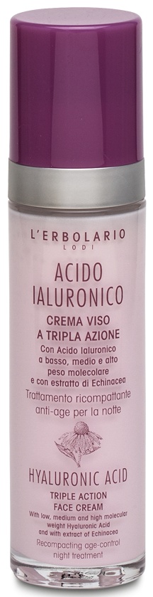L'Erbolario Triple Action Face Cream Night Treatment Hyaluronic Acid