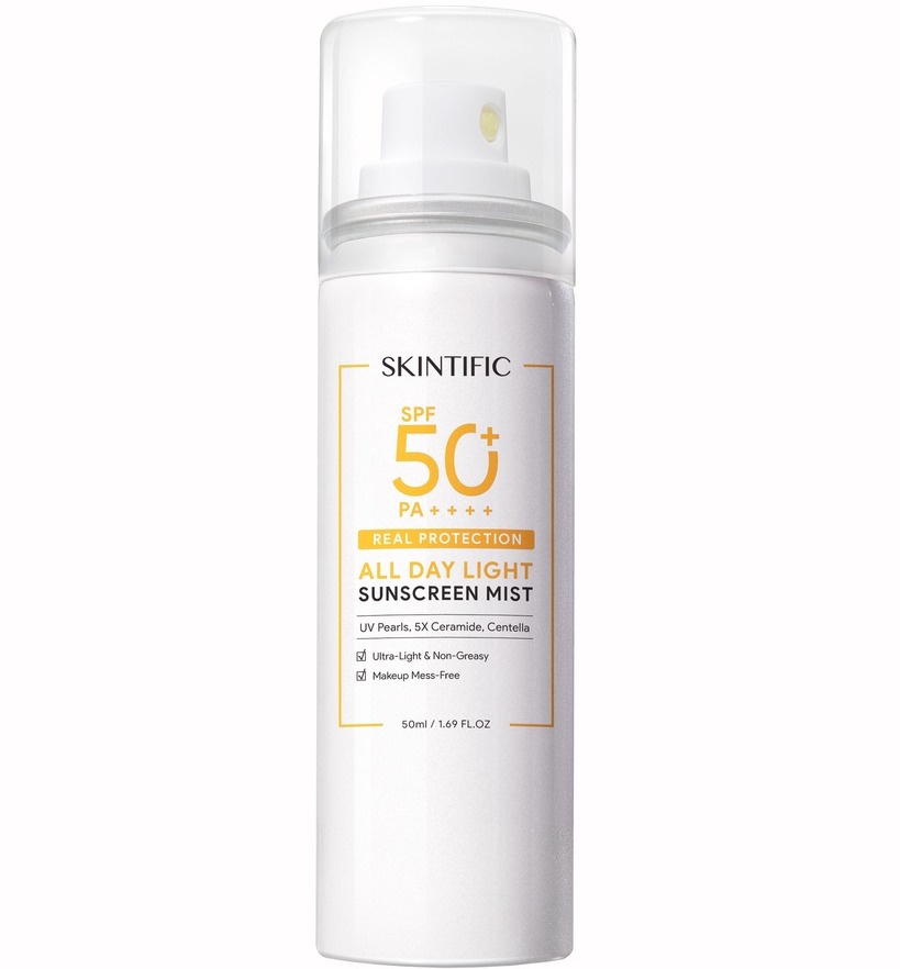 Skintific All Day Light Sunscreen Mist SPF50 Pa++++ Whitening Sunblock Spray