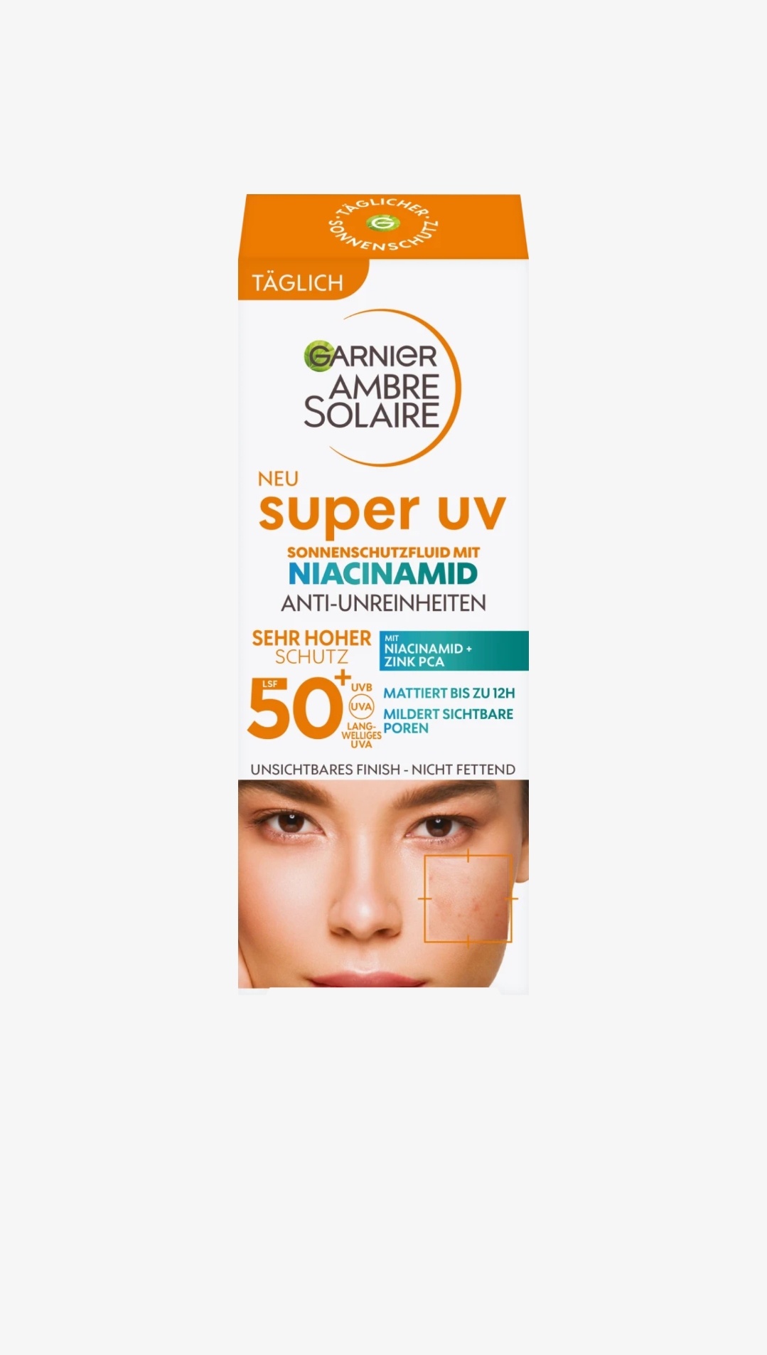 Garnier Ambre Solaire Sonnenfluid Gesicht Super UV Mit Hyaluronsäure, Lsf 50+