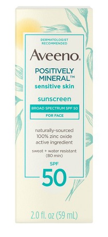 Aveeno Positively Mineral Sensitive Face Sunscreen Spf 50 Fragrance-Free