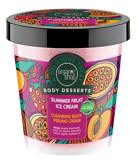 Organic Shop Body Desserts Summer Fruit Ice Cream Cleansing Body Peeling Cream