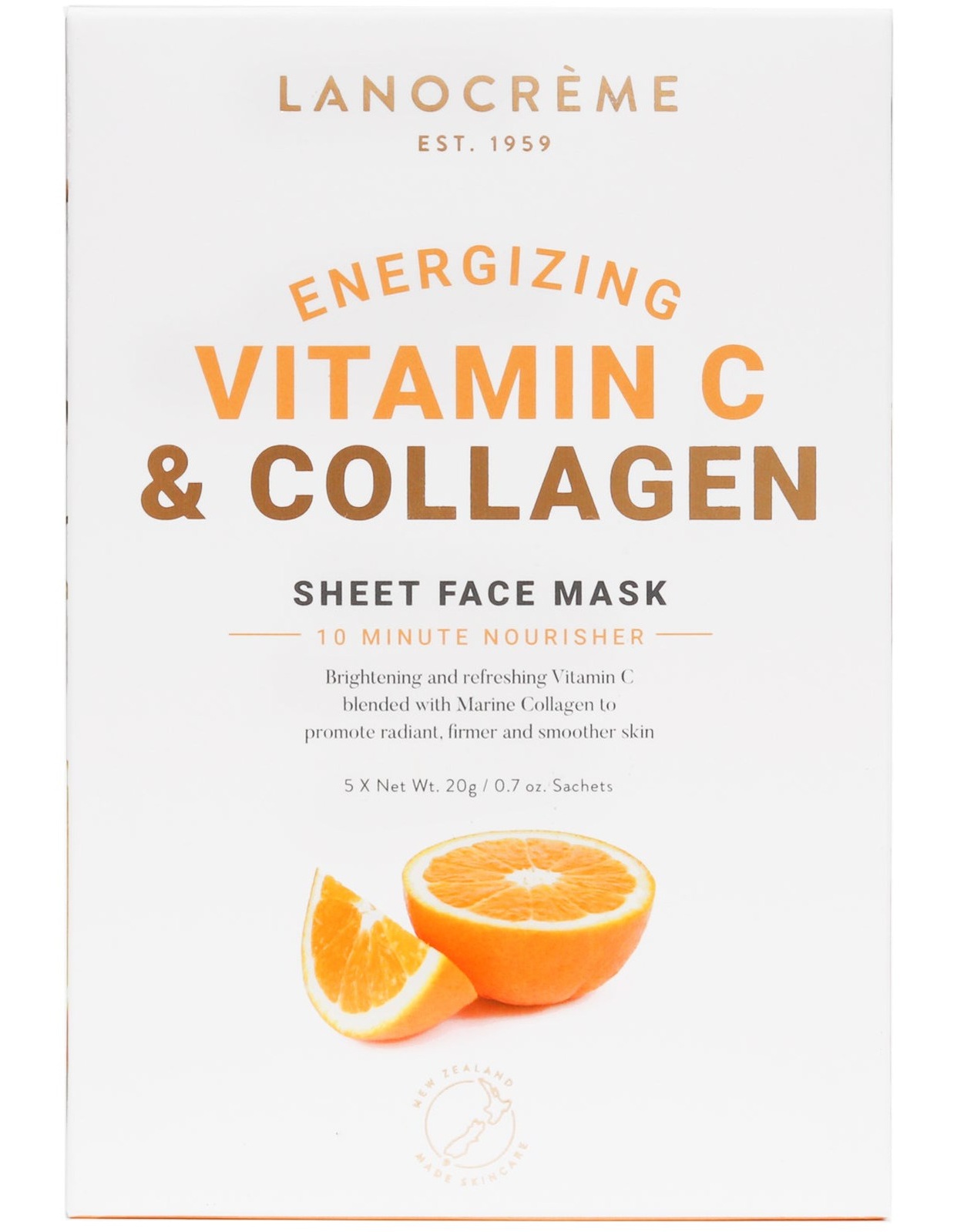 Lanocreme Energizing Vitamin C & Collagen Sheet Face Mask