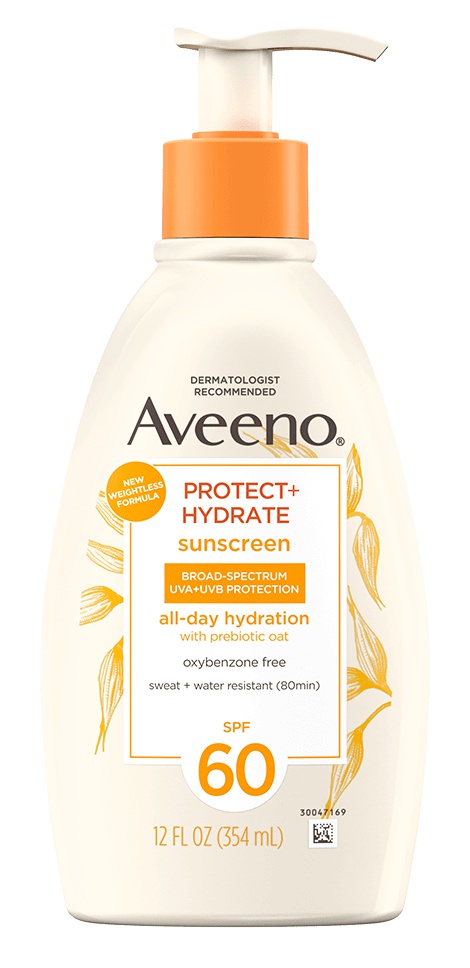 Aveeno Protect + Hydrate Moisturizing Body Sunscreen Lotion With Broad Spectrum SPF 60 & Prebiotic Oat