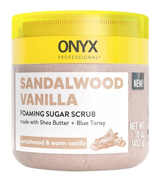 Onyx Professional Foaming Body Scrub With Scrubber, Sandalwood Vanilla