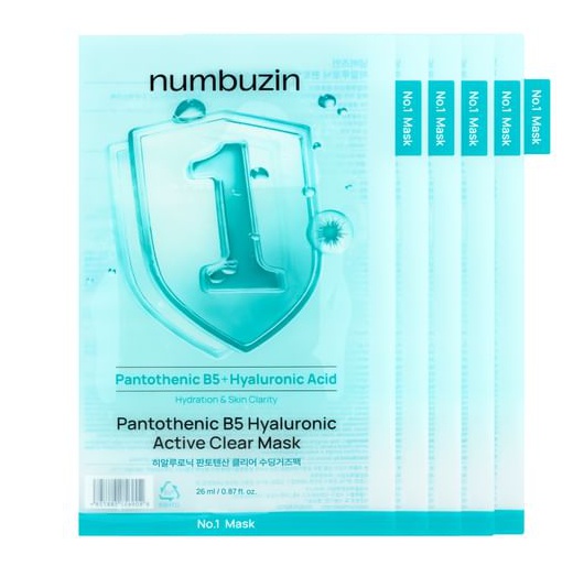 numbuzin No.1 Pantothenic B5 Hyaluronic Active Clear Mask Set 5 Sheets Us