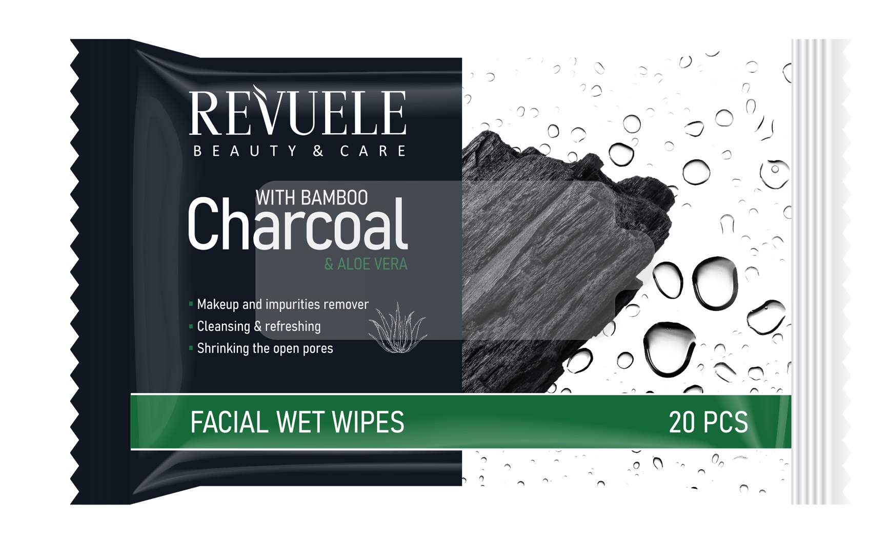 Revuele Bamboo Charcoal Facial Wet Wipes
