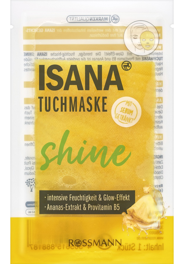 Isana Tuchmaske Shine Ananas