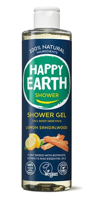 Happy Earth Douchegel Lemon Sandalwood 3 In 1