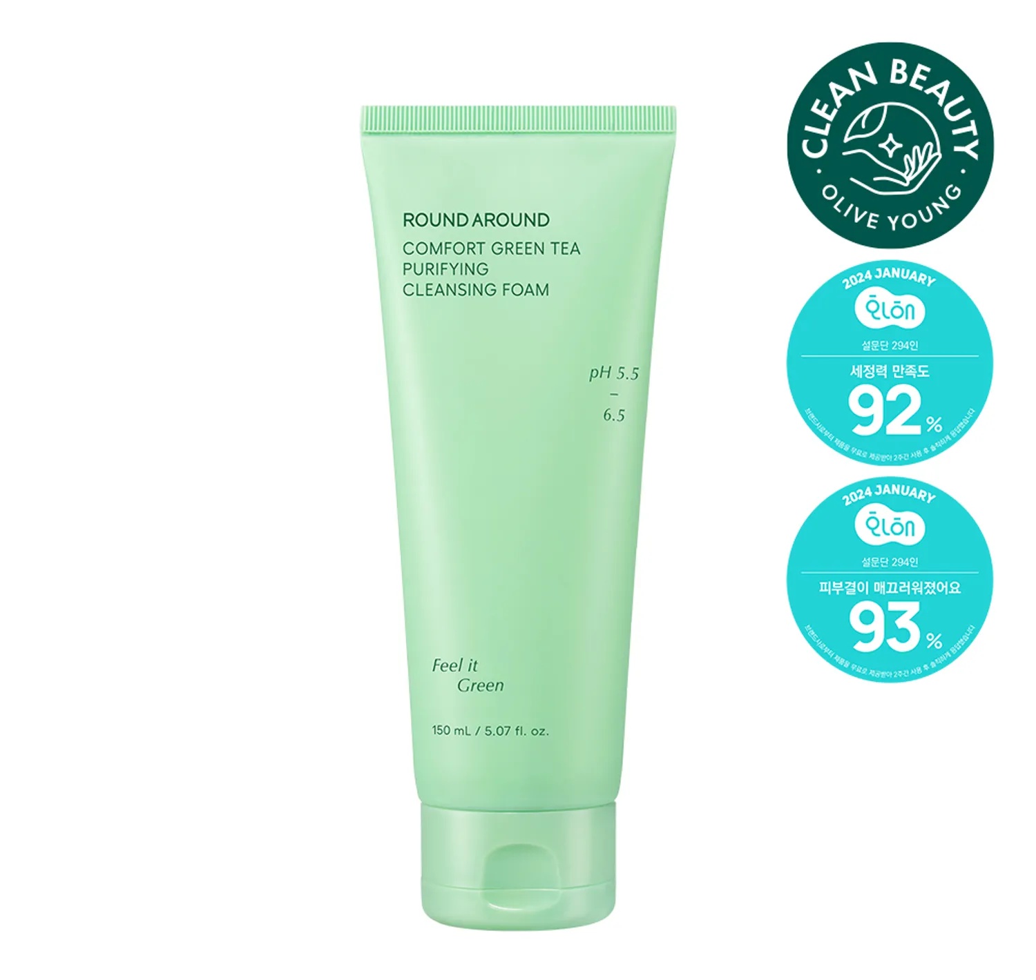 Round A'Round Comfort Green Tea Purifying Cleansing Foam