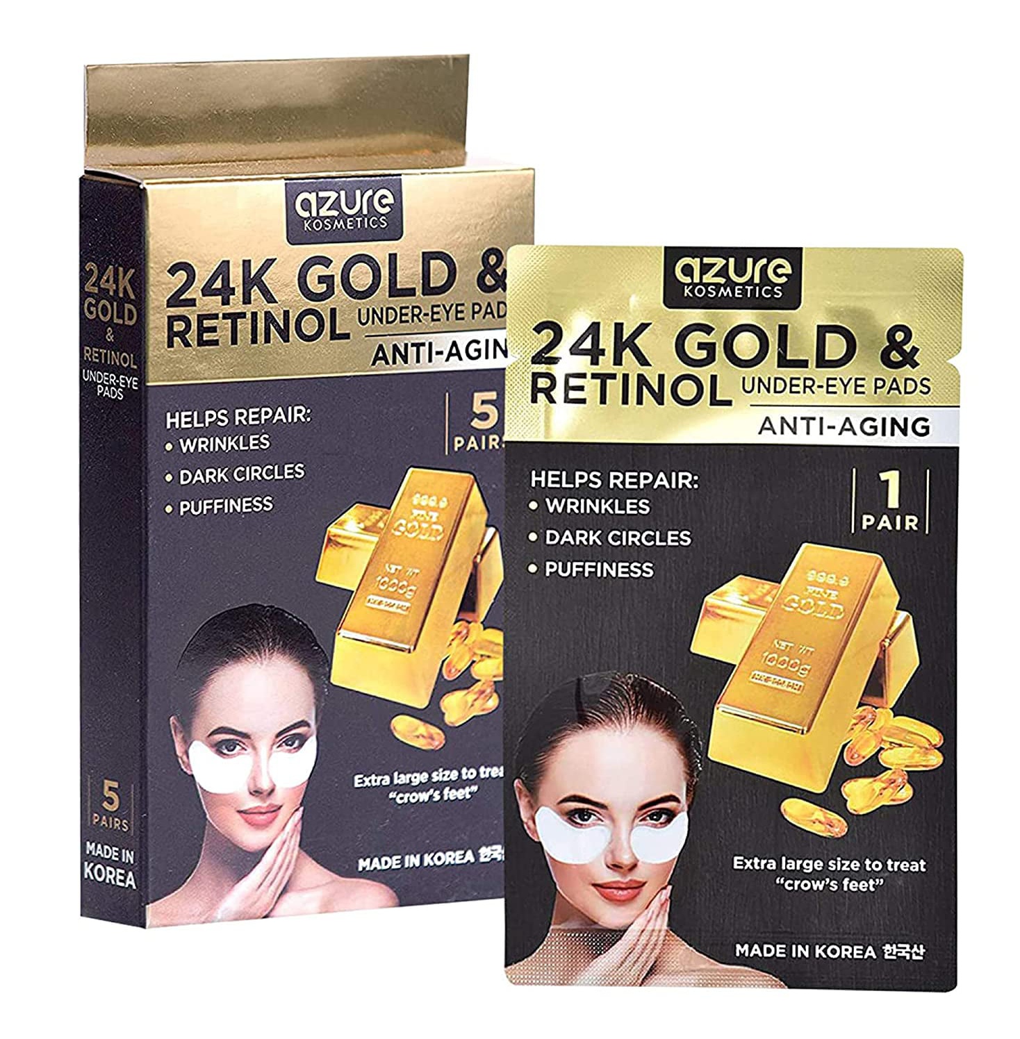 azure KOSMETICS 24k Gold And Retinol Under-eye Pads