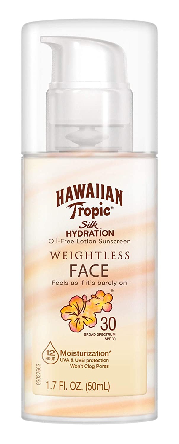 Hawaiin Tropic Silk Hydration, Weightless Face, Oil-Free Sunscreen Lotion , SPF 30